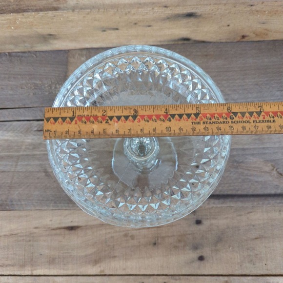 Vintage 1965 - 1990 Diamond Point Clear by Indiana Glass Tall Footed Compote - Picture 11 of 11